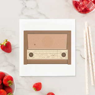 Retro Holzradio aus den 1940er Jahren Serviette
