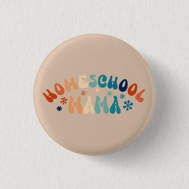 Retro Homeschool Mama Mama Button (Vorderseite)