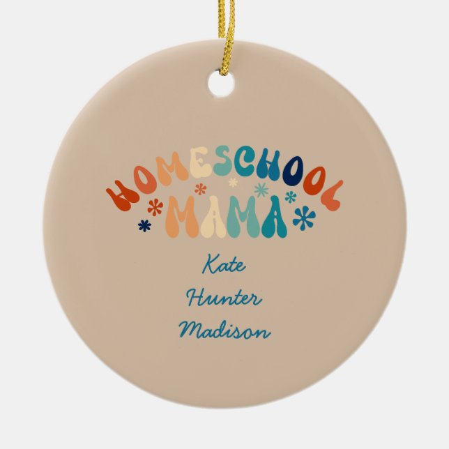 Retro Homeschool Mama Mama Personalisiert Keramik Ornament (Vorne)