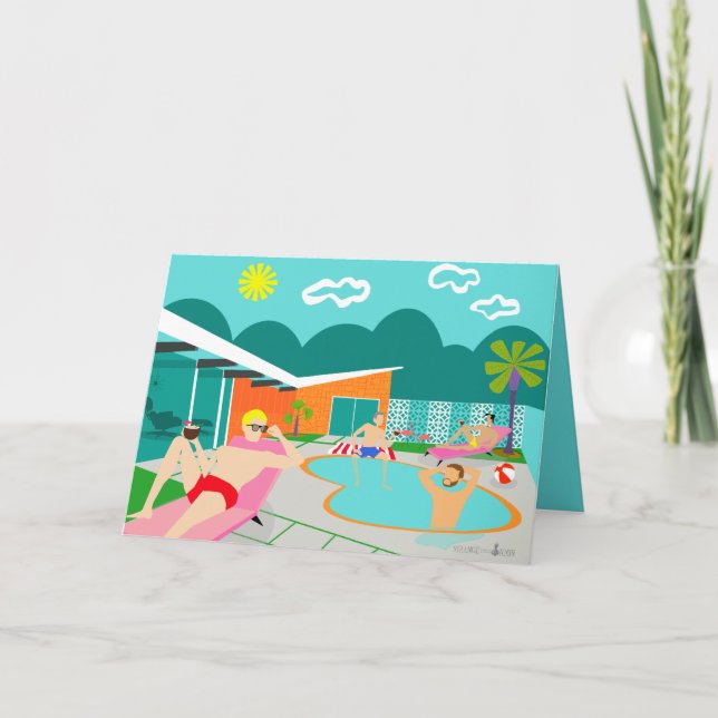Retro homosexuelle Pool-Party-Gruß-Karte Karte (Vorderseite)