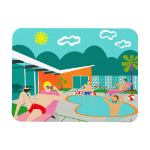 Retro homosexuelles Pool-Party-flexibler Magnet