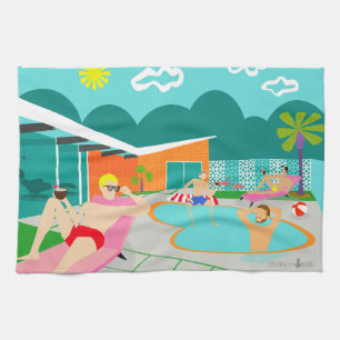 Retro homosexuelles Pool-Party-Küchen-Tuch Geschirrtuch