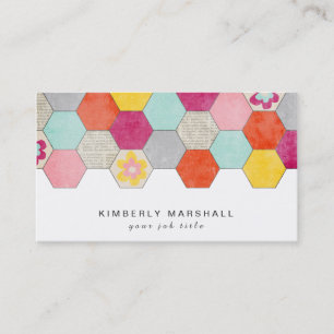 Retro Honeycomb Design Business Cards / Blau Visitenkarte