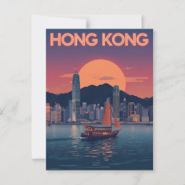 Retro Hong Kong Sunset Postkarte