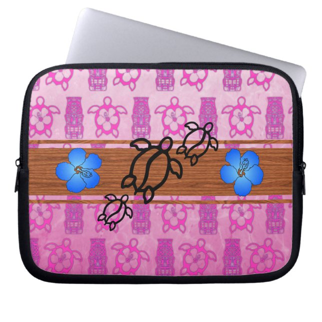 Retro Honu Surfbrett Laptopschutzhülle (Vorderseite)