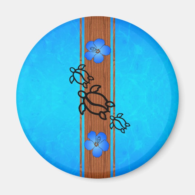 Retro-Honu-Surfbrett Magnet (Vorne)