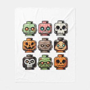 Retro Horror Bricks Kopf Beängstigende Halloween M Fleecedecke