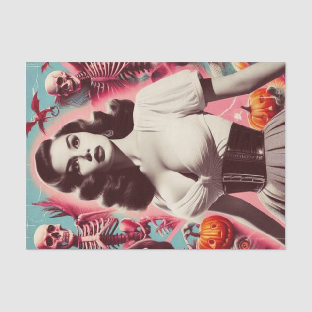 Retro Horror Girl Seidenpapier (Vorderseite)