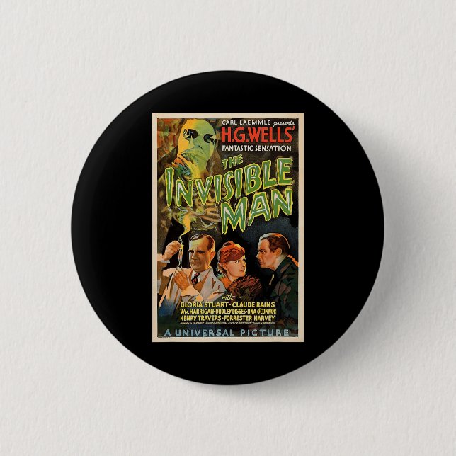 Retro Horror Movie S Monsters Halloween Button (Vorderseite)