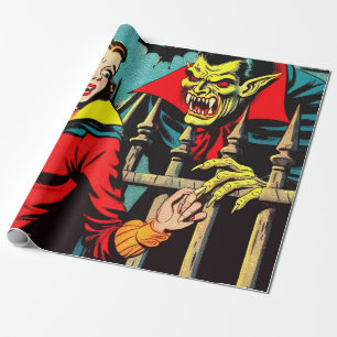 Retro Horror Vampire Comicen Geschenkpapier