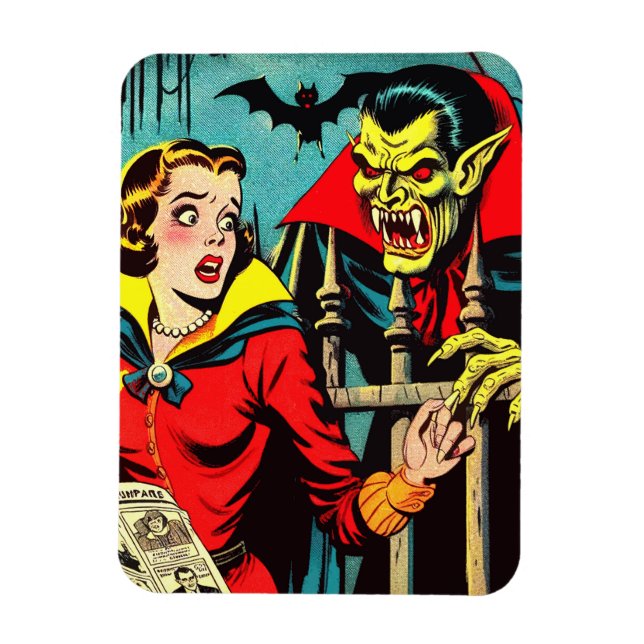 Retro Horror Vampire Comicen Magnet (Vertikal)