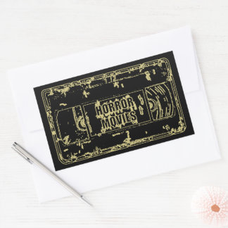 Retro-Horrorfilme VHS-Band-Design Gold Rechteckiger Aufkleber
