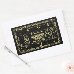 Retro-Horrorfilme-VHS-Band-Design Gold Rechteckiger Aufkleber
