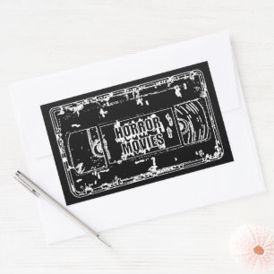 Retro-Horrorfilme VHS-Kassetten-Design Rechteckiger Aufkleber