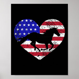 Retro Horse American Flag Herbst 4. Juli USA Pa Poster