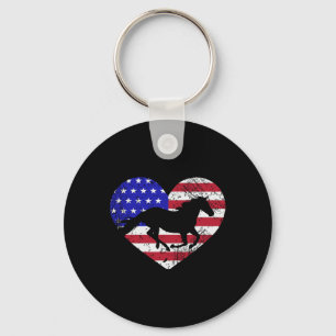 Retro Horse American Flag Herbst 4. Juli USA Pa Schlüsselanhänger