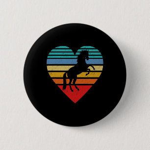 Retro Horse Heart Animal Liebe Button