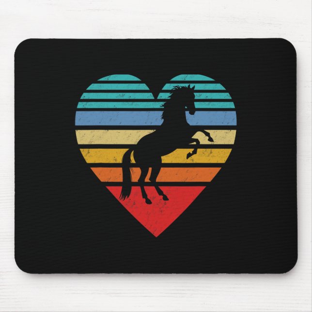 Retro Horse Heart Animal Liebe Mousepad (Vorne)