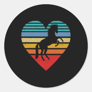 Retro Horse Heart Animal Liebe Runder Aufkleber