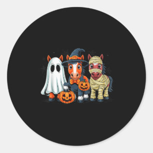 Retro Horse Hexe Y Halloween Pumpkin Women Men Ki Runder Aufkleber