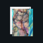 Retro Horse on a Blue Background Mixed Media Postkarte<br><div class="desc">A random collage of vintage textbook papers and a vintage horse</div>