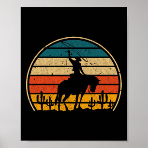 Retro Horseback Rodeo Western Cowbo Poster
