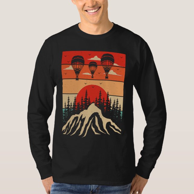 Retro Hot Air Balloon Riding Balloons Expert Rider T-Shirt (Vorderseite)