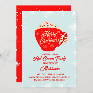 Retro Hot Cocoa Schneeflocken Weihnachten Party Einladung