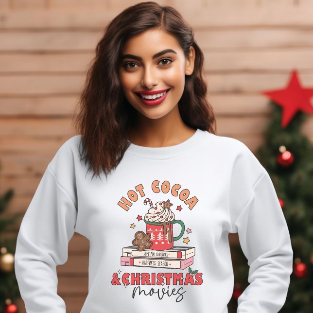 Retro Hot Cocoa und Weihnachtsfilme Sweatshirt (Von Creator hochgeladen)