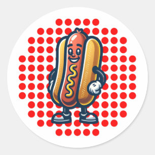 Retro Hot Dog Glizzy Pop Art Runder Aufkleber