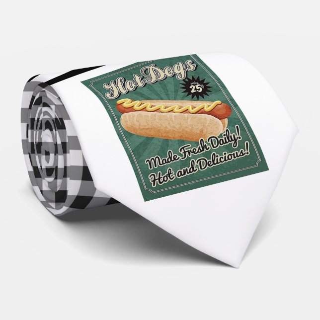 Retro Hot Dog Necktie Krawatte (Gerollt)