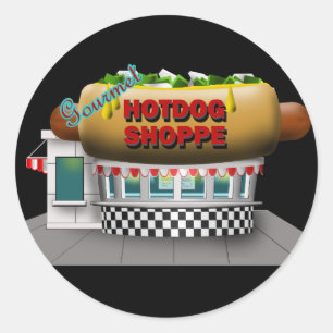 Retro Hot Dog Shoppe Runder Aufkleber