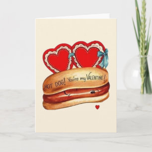 Retro Hot Dog Valentine's Day Grußkarte Feiertagskarte