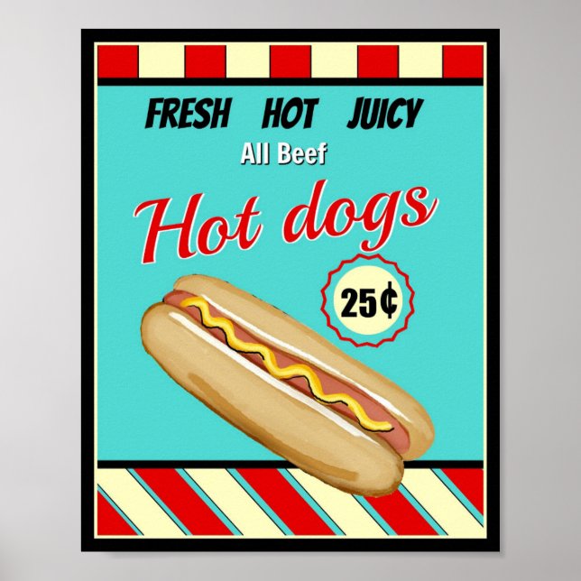 Retro Hot Dog-Zeichen Poster (Vorne)