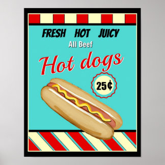 Retro Hot Dog-Zeichen Poster