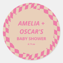 Retro Hot Pink Abstrakter Checker Custom Baby Show
