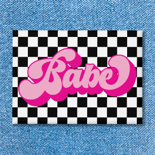 Retro Hot Pink Babe Junggeselinnen-Abschied Button