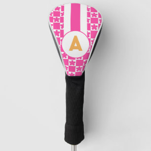 Retro Hot Pink Blume Monogramm Golf Headcover