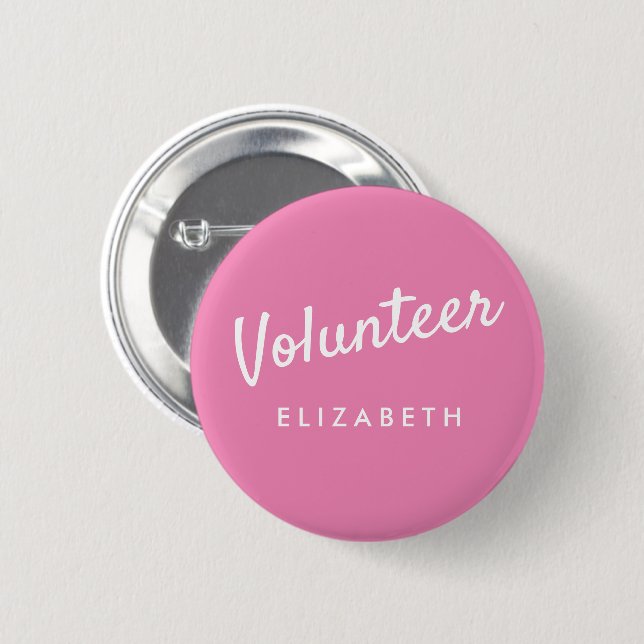 Retro Hot Pink Button-back Volunteer-Tasten Button (Vorne & Hinten)