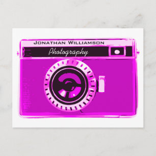 Retro Hot Pink Camera Fotogeschäft Postkarte