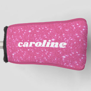 Retro Hot Pink Glitter Funkeln personalisierter Na Golf Headcover