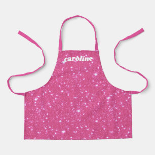 Retro-Hot-Pink-Glitter-Sparkling-personalisierter  Schürze