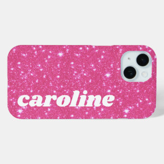 Retro Hot Pink Glitzer Funkeln Personalisierter Na Case-Mate iPhone Hülle