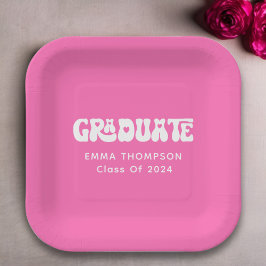 Retro Hot Pink Graduate Class of 2024 Pappteller