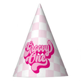 Retro Hot Pink Groovy Ein Karo Partyhütchen