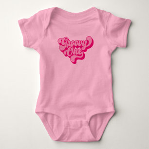 Retro Hot Pink Groovy Eins Baby Strampler