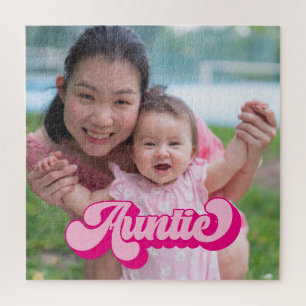 Retro Hot Pink Tante Foto Puzzle