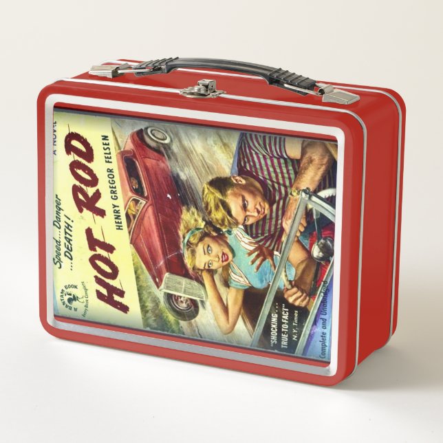 Retro Hot Rod Rot Metall Lunchbox (Vorderseite)