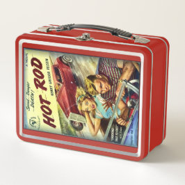 Retro-Hot-Rod-Rot-Metall-Lunchbox Metall Brotdose