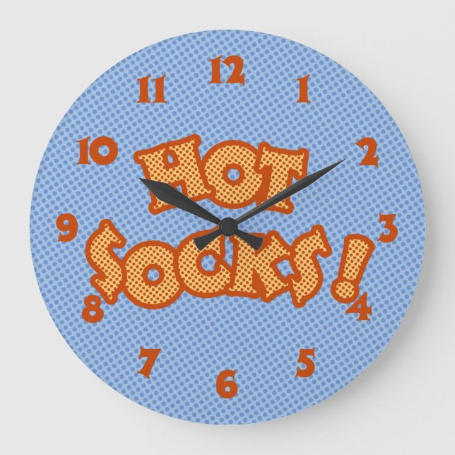 Retro Hot Socks Große Wanduhr (Vorderseite)